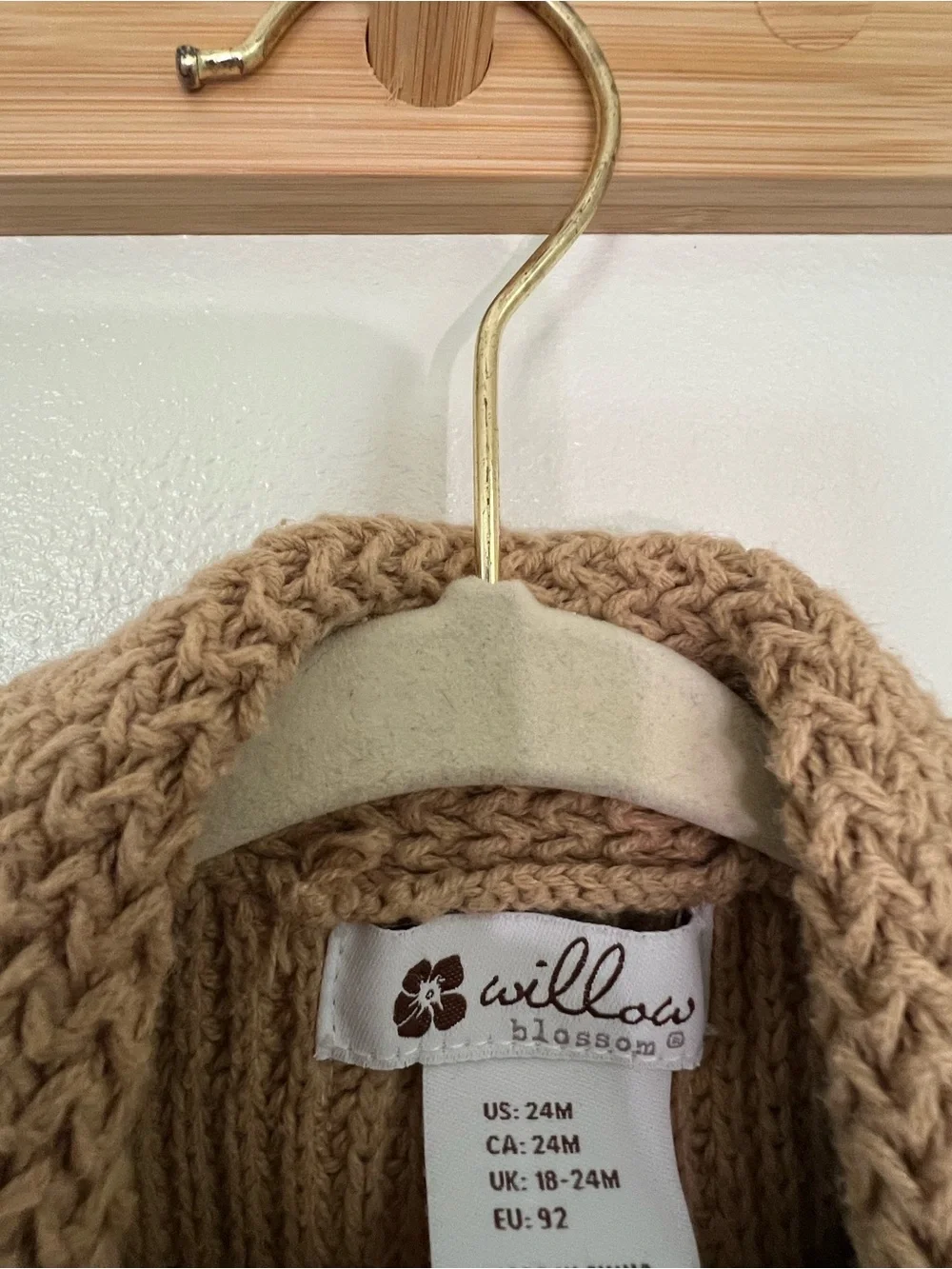 Toddler girl vintage Tan Knit Double-Breasted knit sweater Dress no flaws